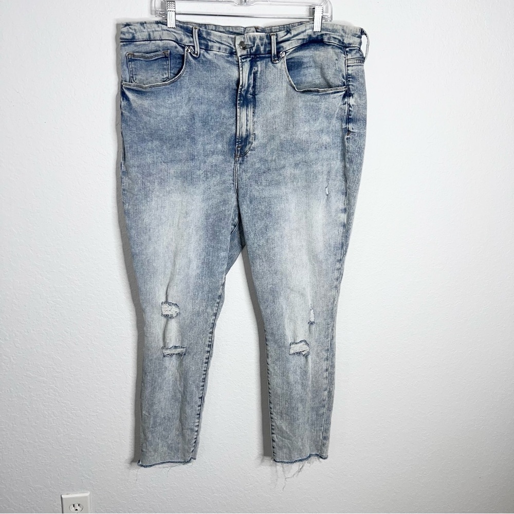 Good American Skinny Jeans Women’s Size 24 Good Waist Crop Plus Distressed A